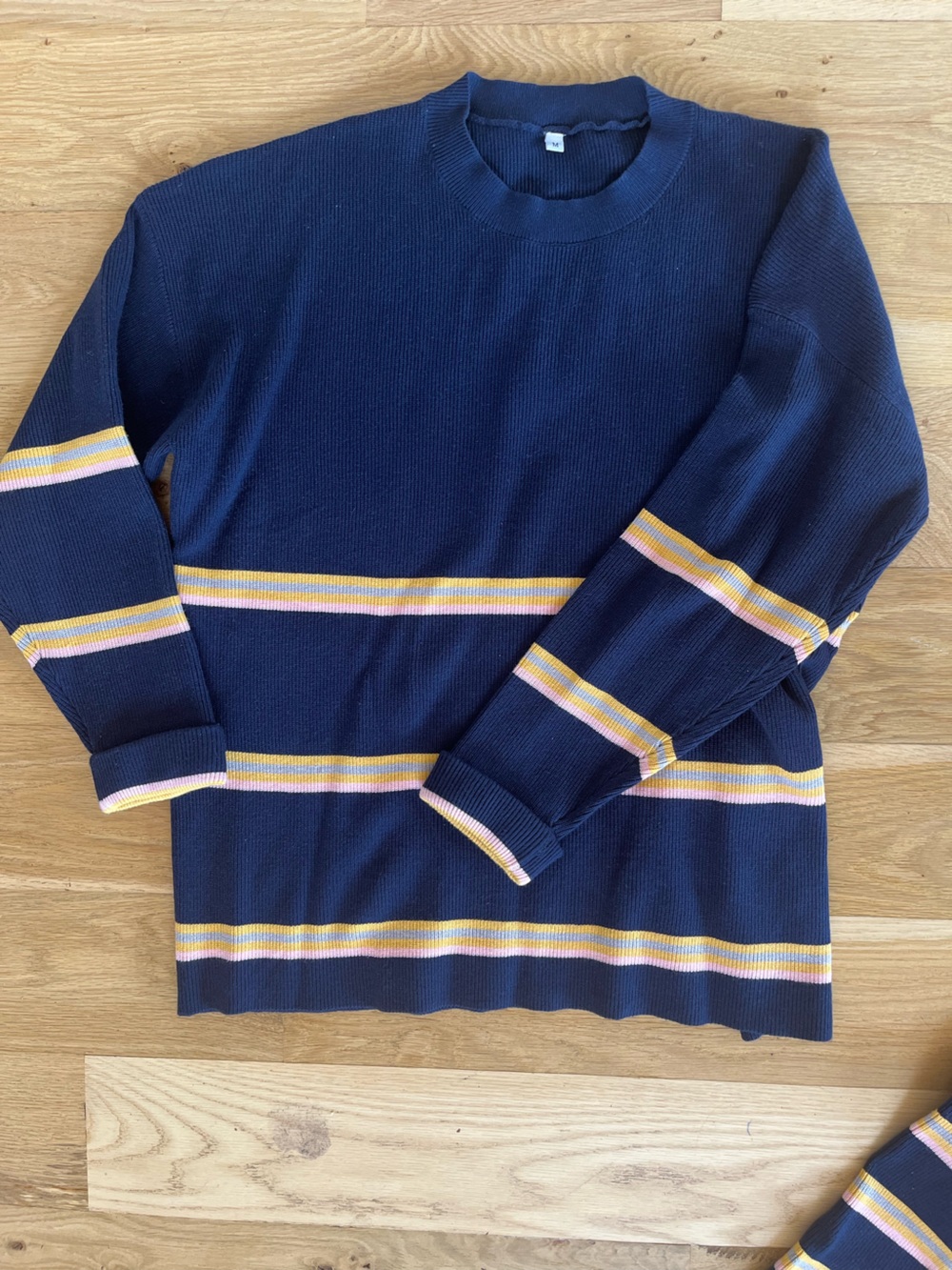 Women’s Navy Stripe Crewneck Sweater - and pants  set
